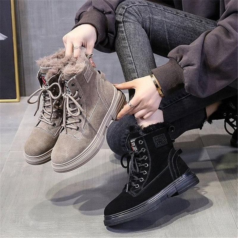

2021 New Linen Warm Teddy for Women Winter Comfortable Female Black Snowboots Brown Mujer Boots LDAK