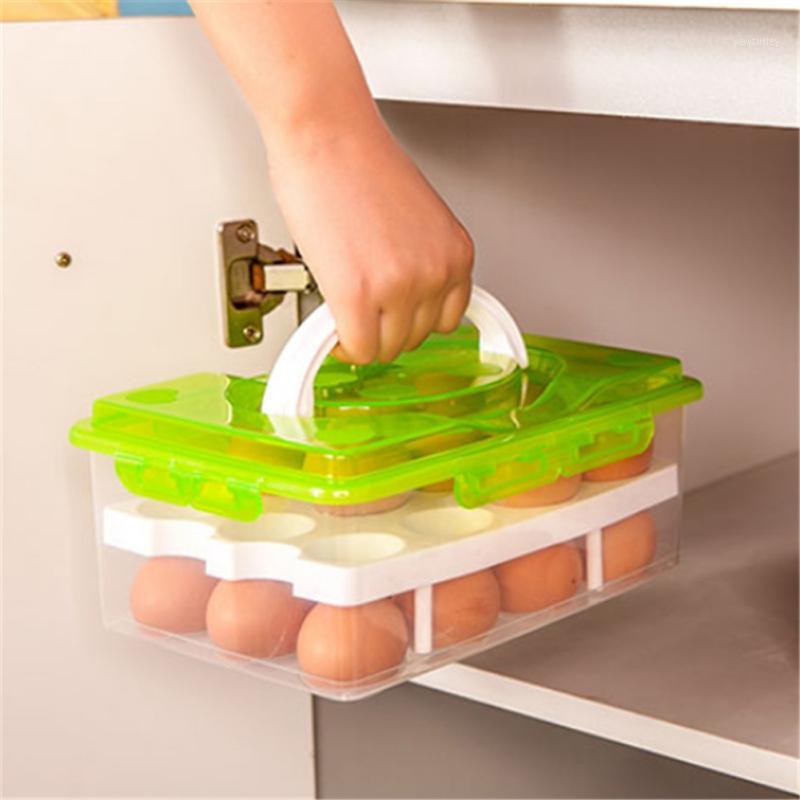 

Kitchen Egg Storage Box 24 Grid Egg Box Container Organizer Boxes for Storage Double Layer Multifunctional Crisper1