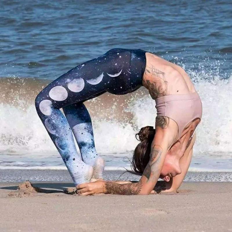 

3D Moon Shade Workout Leggings Full Length Athletic Wear Women Fitness Tights Exercise Trousers Printed Yoga Pants sport pant