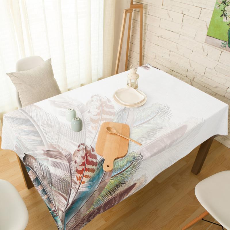 

Cute Animal Colorful Feathers Tablecloth Rectangular Wedding Dining Table Cover Chair Covers Table Cloth Kitchen Decorative, As pic