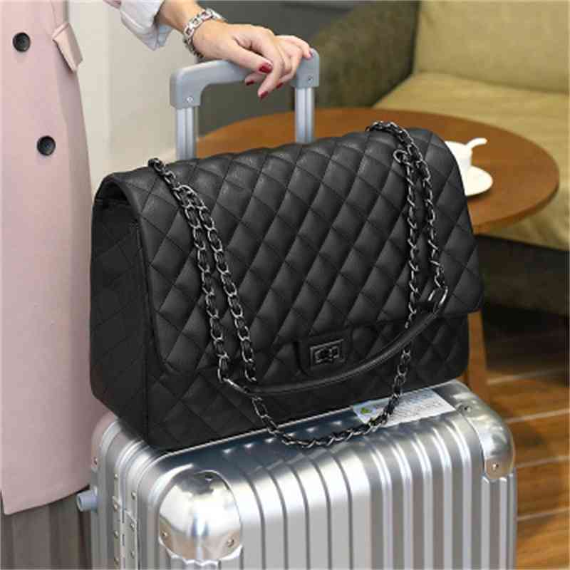 

High Quality Shoulder Big Hand Bags Lady Black Travel Weekend Outdoor Duffle Oversize Large Luxury Bags Women Handbags Ladi, Mini size length 7.48"black