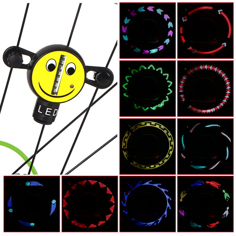 

D700 Bicycle Light 7 LED Bike Wheel Light Bicycle Spoke Smile Cycling Bike Signal Lamp Wheel Tire Spoke 30 Patterns