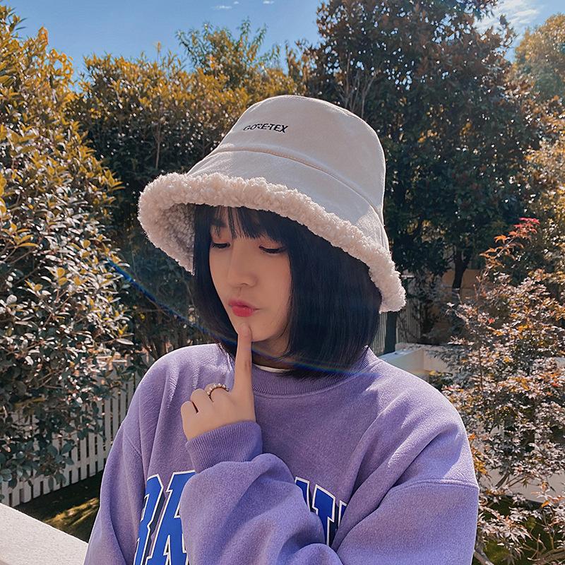 

Women Winter Faux Fur Bucket Hat Lamb Wool Soft Warm Hat Fashion Bob Fishing Caps Funny Solid Fluffy Bucket Flat Top, 05