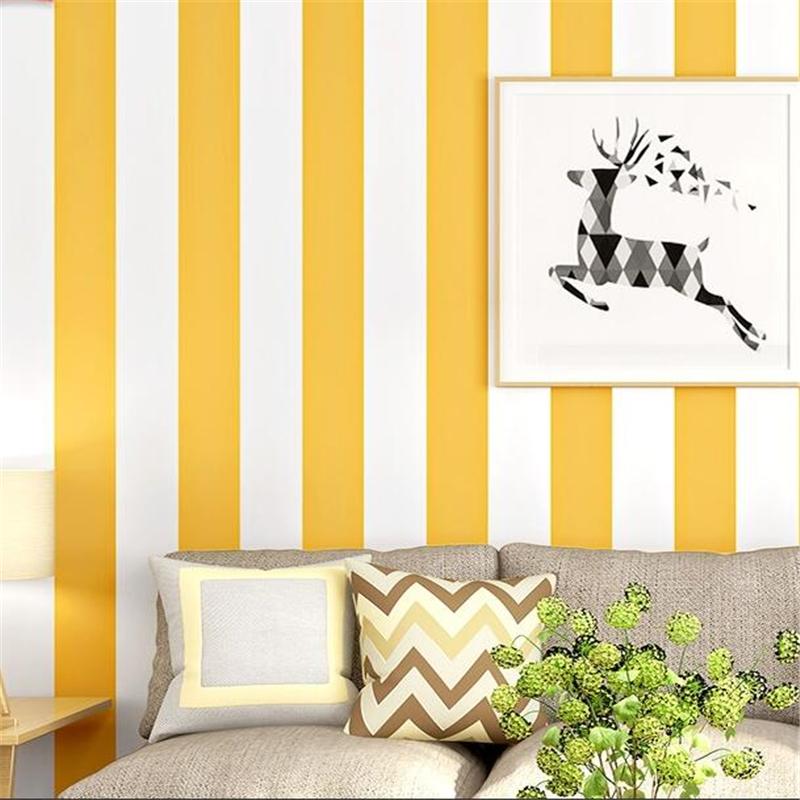 

wellyu Warm yellow wallpaper vertical stripes modern minimalist bedroom living room children's room TV background wall paper