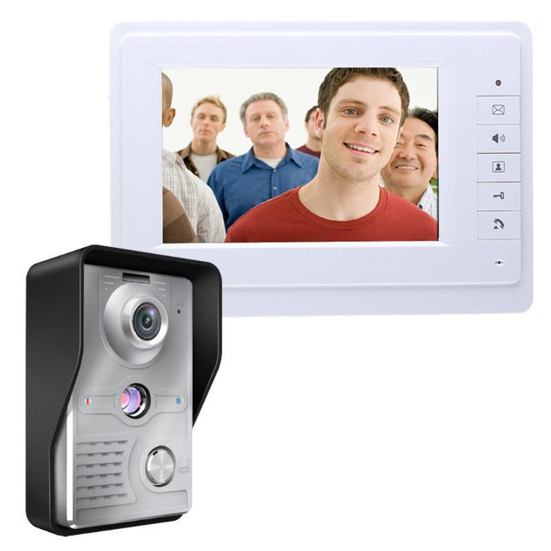 

Visual Intercom Doorbell 7'' TFT Color LCD Wired Video Door Phone System Indoor Monitor 700TVL Outdoor IR Camera Support Unlock1