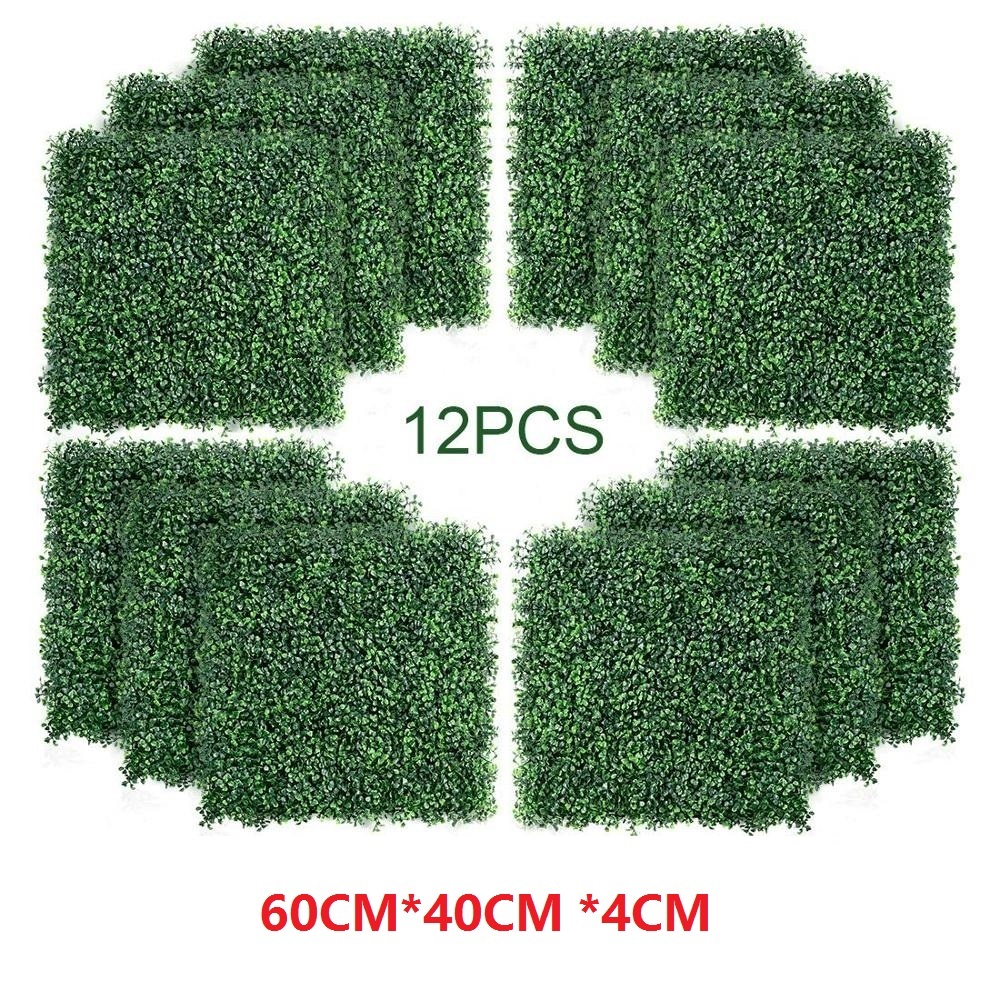 

12PCS Artificial Boxwood Panels Topiary Hedge Plant, Privacy Hedge Screen, UV Protected Faux Greenery Mats Suitable Z1120