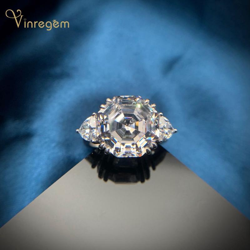 

Cluster Rings Vinregem 925 Sterling Silver Round Created Moissanite Diamonds Gemstone Wedding Party Personality Couple Fine Jewelry, Golden;silver