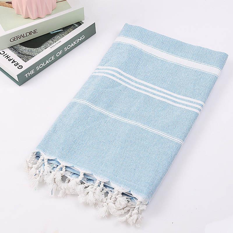 

Turkish Beach Towels with Tassel 100% Cotton Stripe Thin Bath Towel Travel Camping Sunscreen Shawl Wall Tapestry 100*180 cm, Green