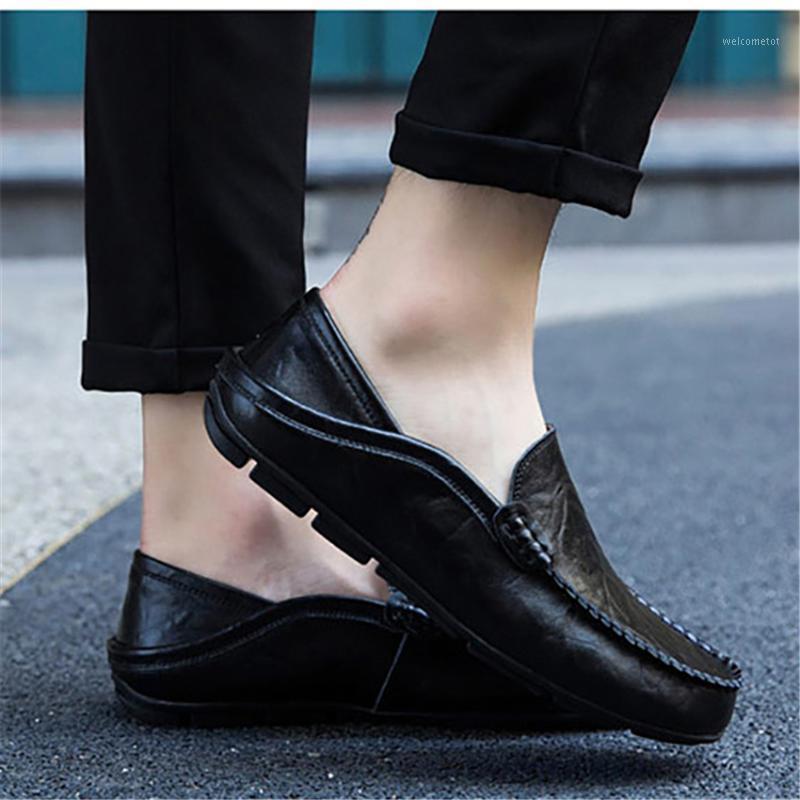 

Genuine Leather Father Shoes Mens Shoes Spring Casual Breathable Loafers Fashion Gentleman Flat Lace Up Footwear MAGGIE'S WALKER1, Brown