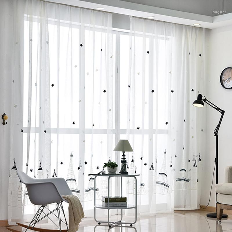 

White Embroidery Tulle Curtains Cartoon Castle Children Bedroom 3d Sheer Curtains for Living Room Kitchen Bedroom1, As pic