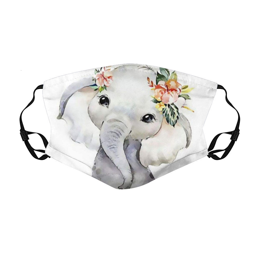 

new Animal Mask Elephant Fashion 3d Printed Cotton Cloth Mouth Masks Adult Unisex 1pc Reusable Face Shield With 2 Filters