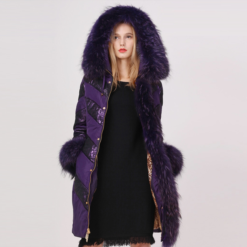 

Large White Parka, Fur Collar, Women's Winter Coat, Jacket Down, Wears Femme U13561 Yy1482 Frkz, Violet
