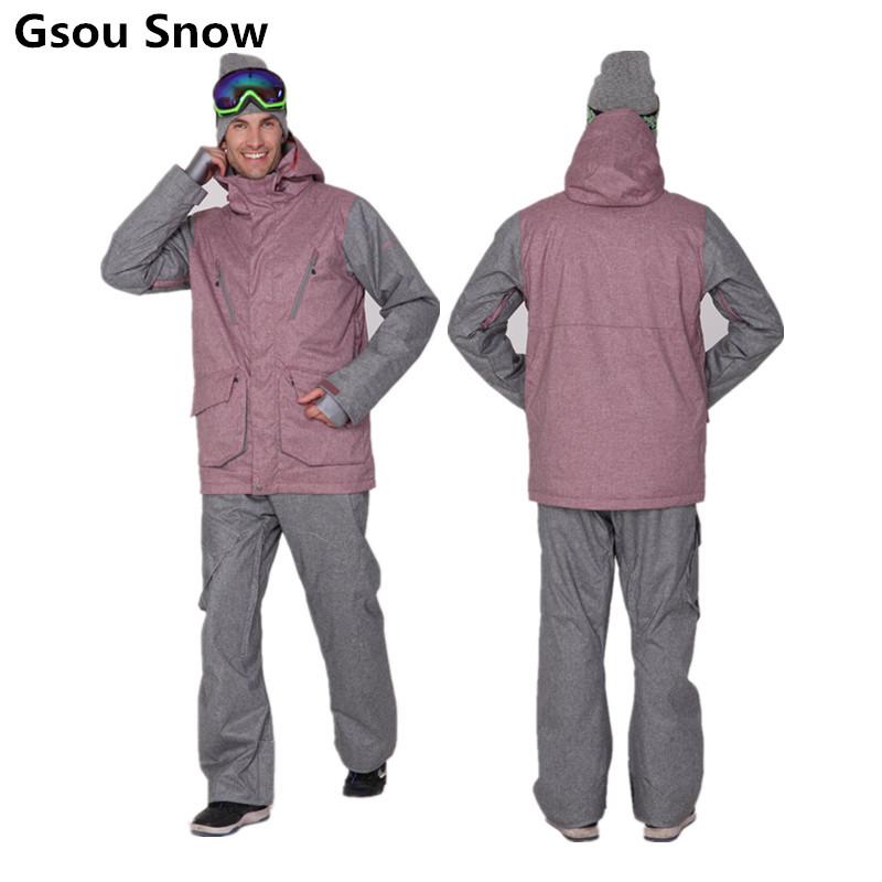 

Gsou Ski Suit for Men Ski Jacket Man Snowboard Jacket and Pants Waterproof Mountain Skiing Suit Outdoor Sport Skiwear, With yellow pant