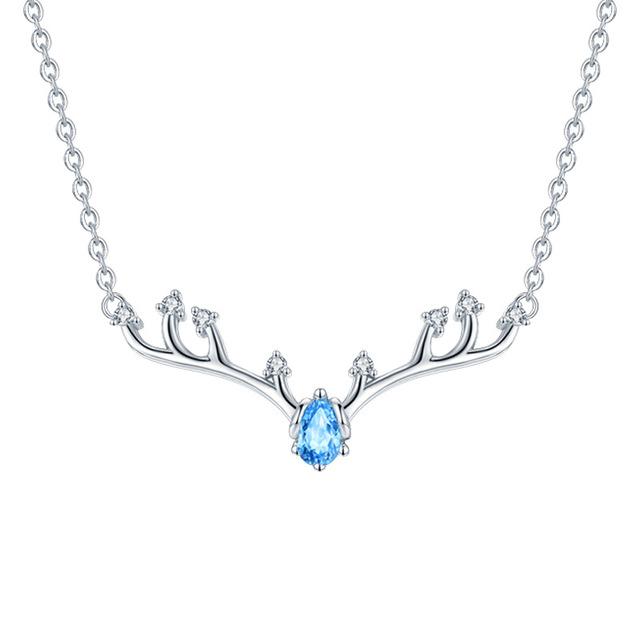 

Blue zircon Yilu has you female S925 sterling silver small antler clavicle chain