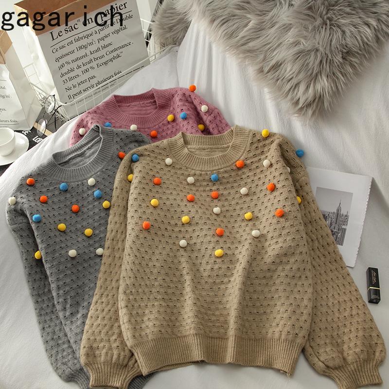 

Gagarich Women Sweater Kawaii O Neck Long Sleeve Femme Autumn Winter New Japanese Fashion Sweet Loose Slim Pullover Top Tide, Gray