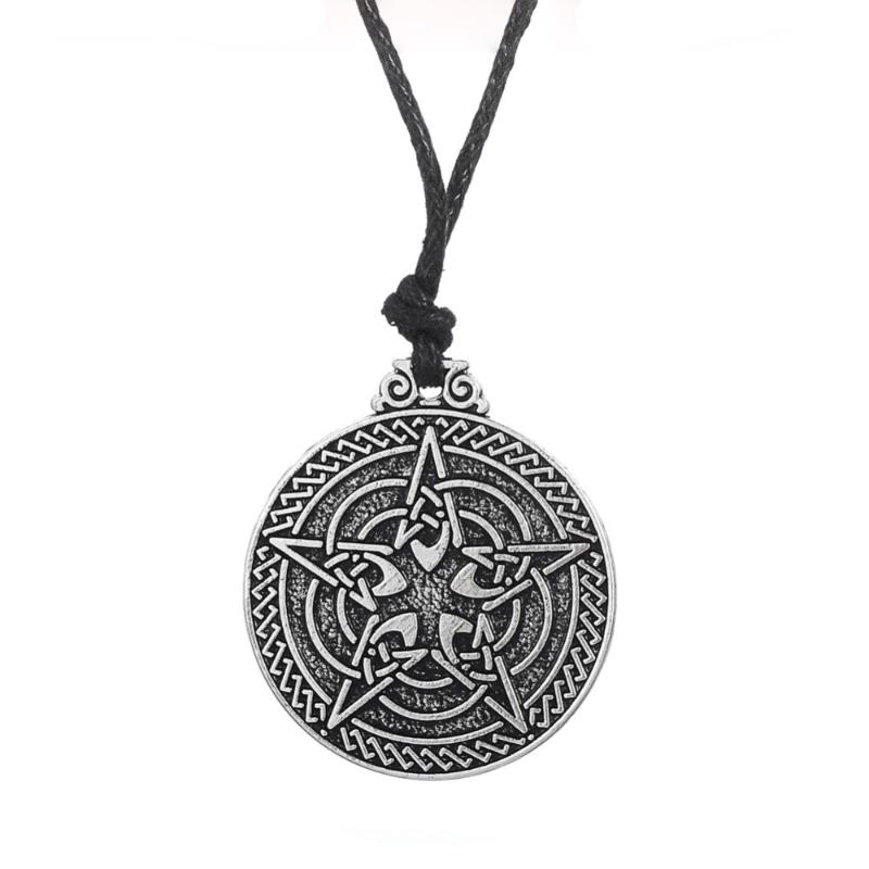 

10PCS Rose Witchcraft Worship Pendant Necklace Charm Pentacle Pentagram Amulet Antique Adjustable Jewelry Necklace