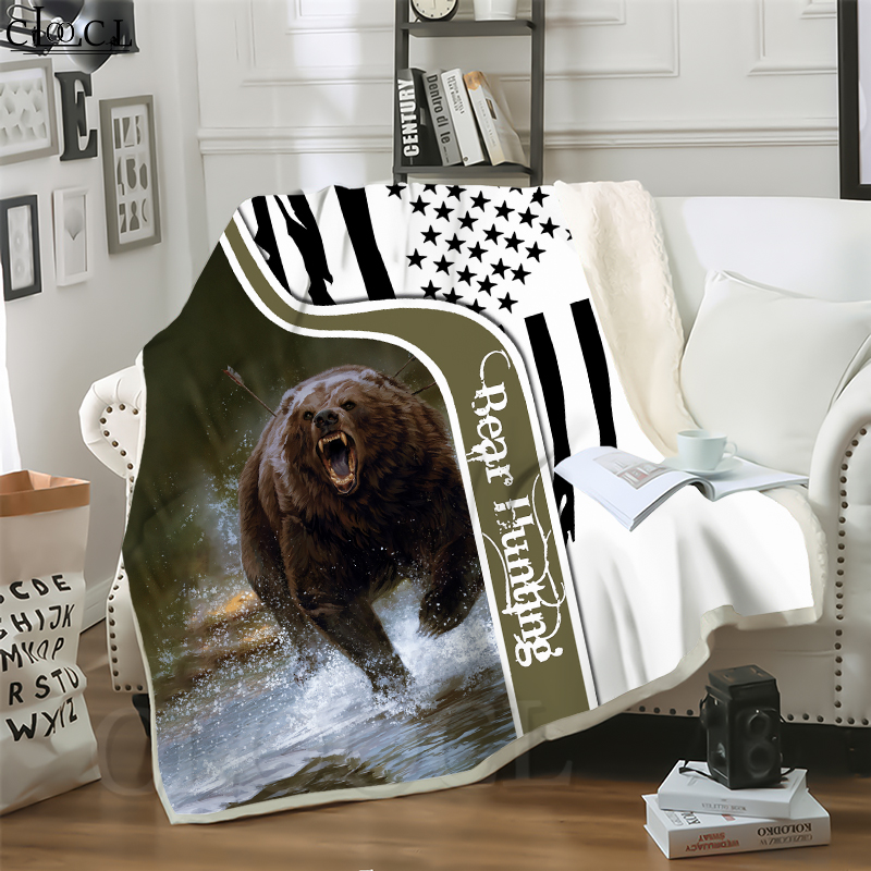 

CLOOCL Blankets Animal Bear Hunting Beast 3D Print Harajuku Air Conditioning Blanket Sofa Teens Bedding Throw Plush Quilt