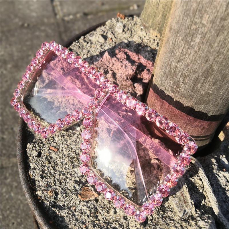 

Oversized pink Sunglasses Women Designer Full Diamond Sun Glasses Men Large Frame Shades Mirror Big Sunglass FML