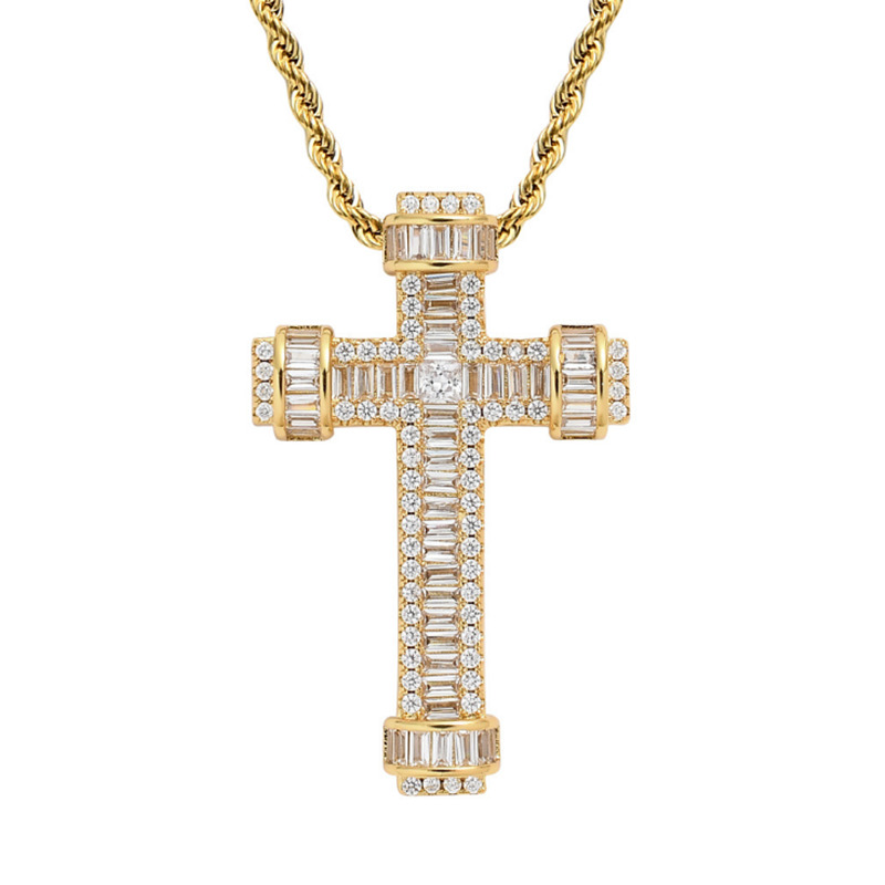 High Quality CZ Cross Pendant Necklace Chain Luxury Men's Jewelry For Gift Q0531-image-719227221