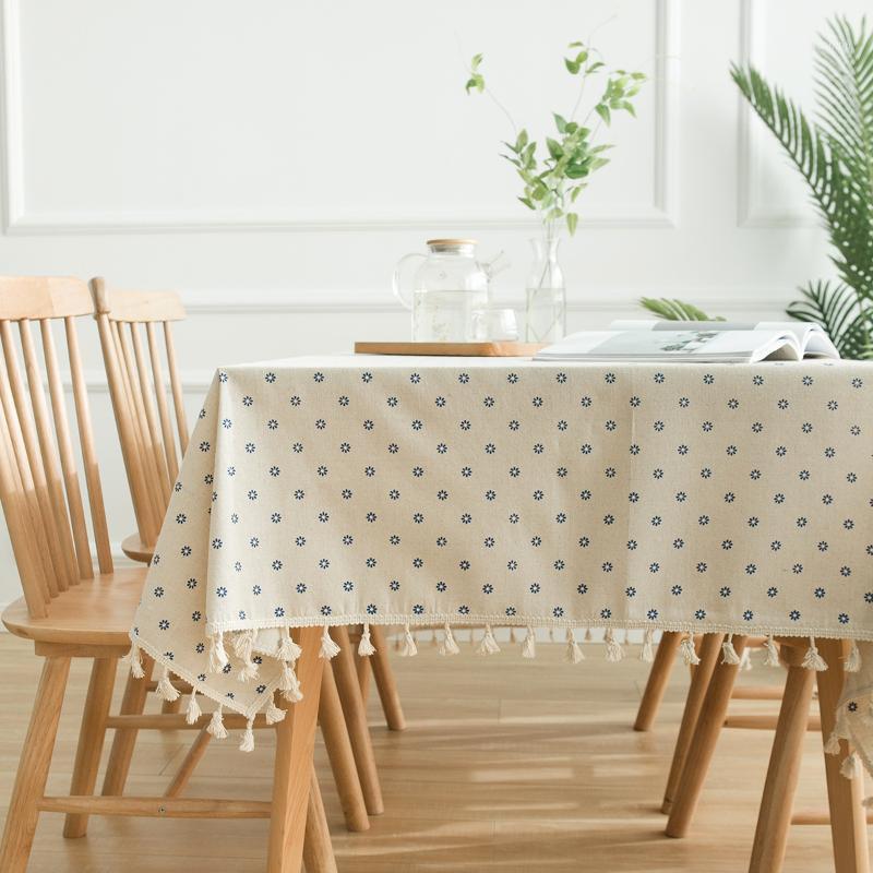 

European Pastoral Tablecloth with Tassel Lace Flower Plaid Stripe Printed Table Cloth Cotton Linen Table Cover for Dining Room1, Red plaid