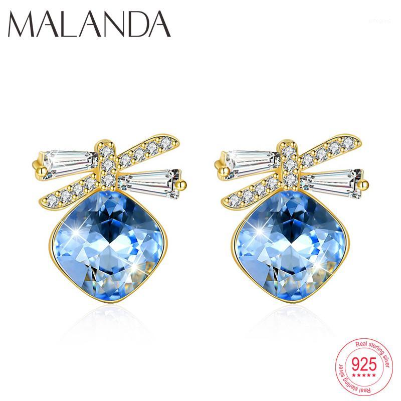 

Stud Malanda Brand Original Crystal From Earrings Fashion Sterling Silver Round For Women Wedding Jewelry 1