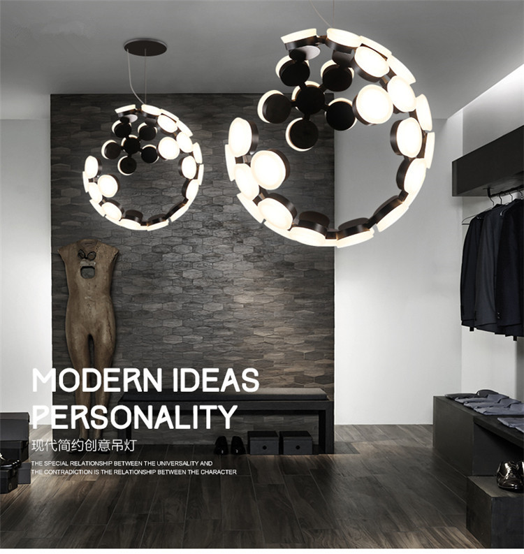 

Italian designer pendant lamp Creative moon lamp white Black Color suspension lamp Bedroom Dining room Kitchen island chandelier