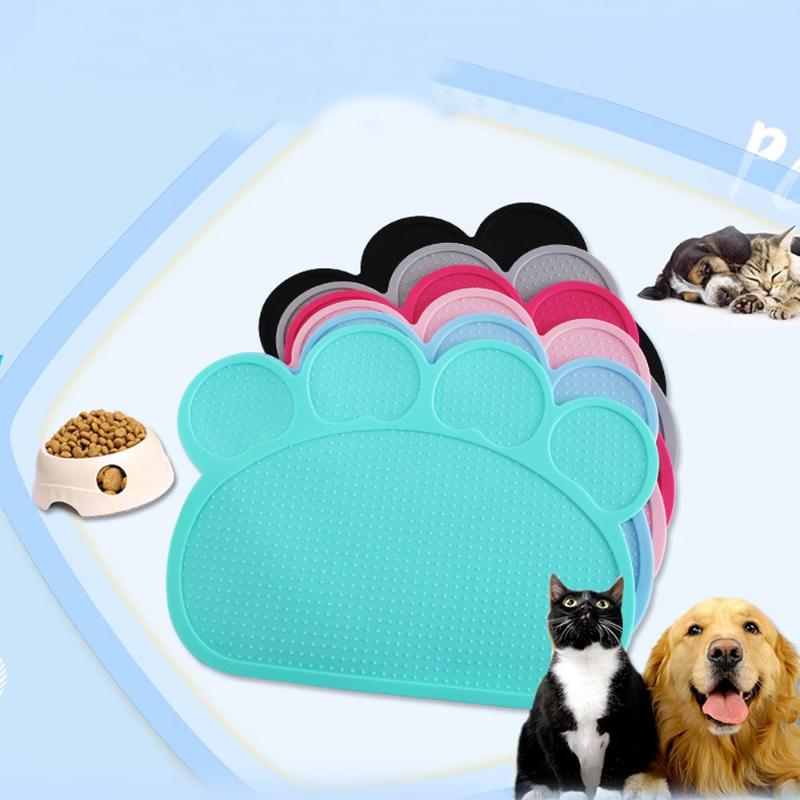 

Non-slip Waterproof Pet Mat for Dog Cat Silicone Pet Pad Bowl Drinking Mad Dog Feeding Placemat Easy Washing Supplies, Black