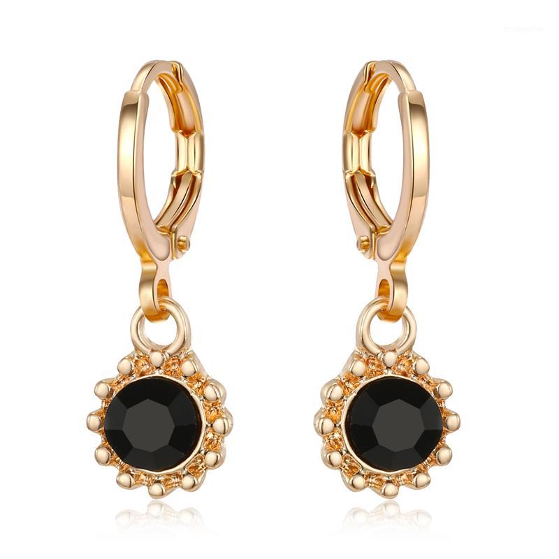 

Dayoff European Cute Black Sun Flower Mini Hoop Earrings For Womens Gift Simple Chic Pendant Circle Earrings Jewelry E6681