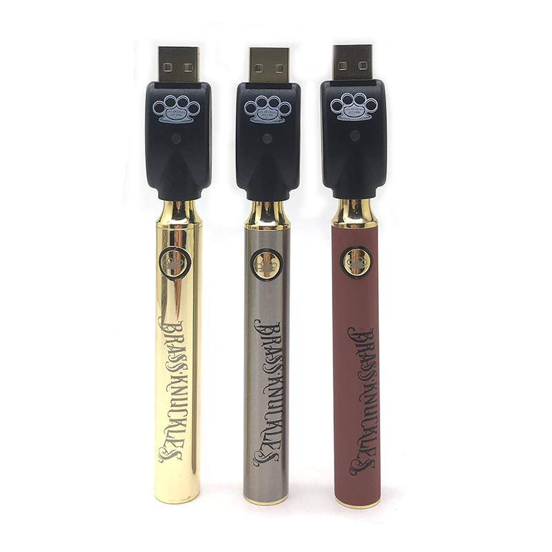 

Brass Knuckles Preheat Battery 900mAh Vapor Pen Adjusted Voltage Batteries Fit 510 Thread Cartridge Gold Wooden BK