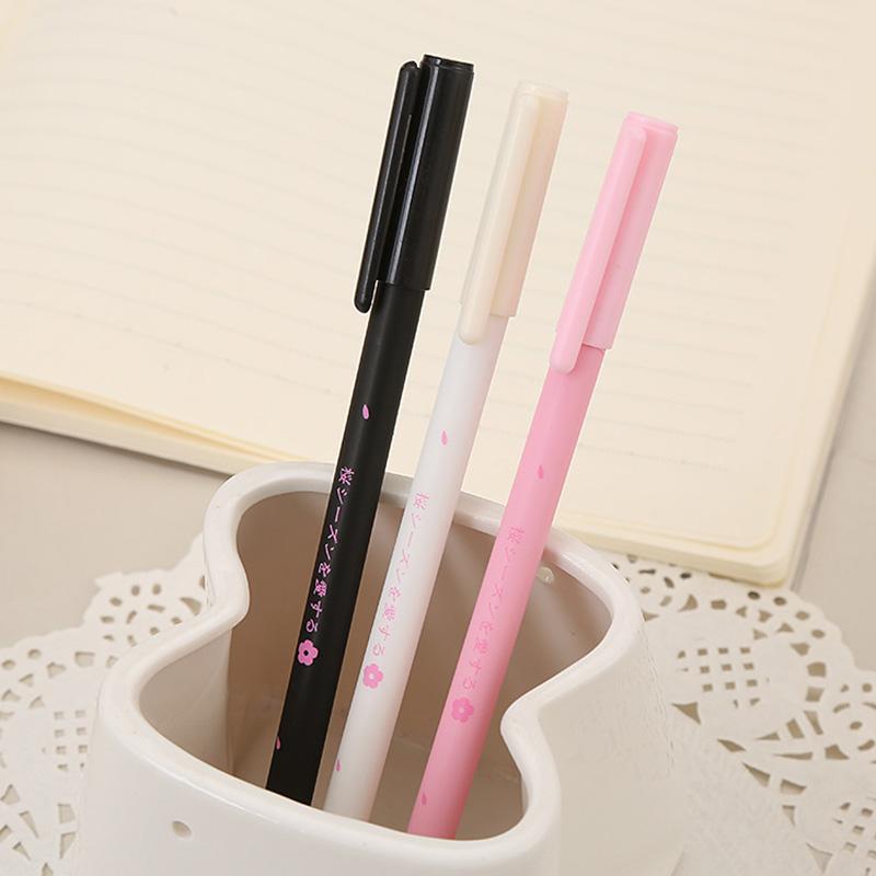 

3pcs/set Cherry Blossom Gel Pen 0.5mm Creative Learning Stationery Pink Petal Student Black Office Signature Pen School Supplies