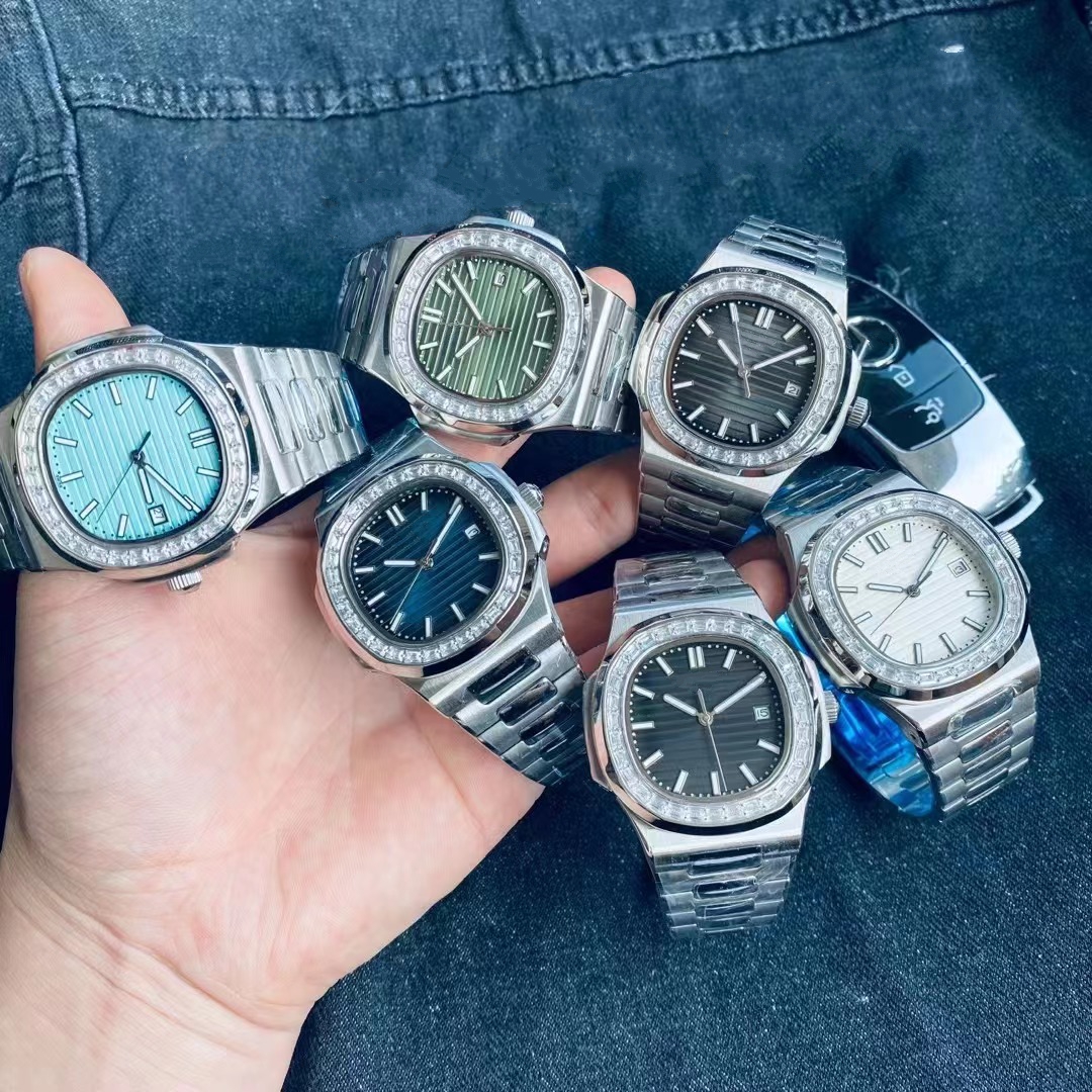 

New arrivals Top Nautilus Watch Men Automatic Watch 5711 Silver bang Blue Stainless Mens Mechanical diamonds bezel di Lusso Wristwatch Date ikwatches 03, Steel blue