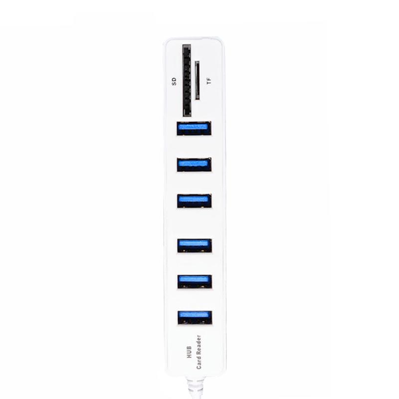

USB 2.0 Hub Multi USB 2.0 Hub Splitter High Speed 6 Ports Expander Adapter Multiple TF SD Card Reader For PC Laptop