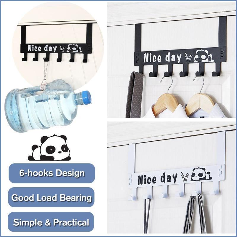 

Over The Door Hook Rack Panda Pattern Metal Hanger Wrought Iron Storage Holder Elegant Design Hanging Coat Hat Towel Bag Rack1