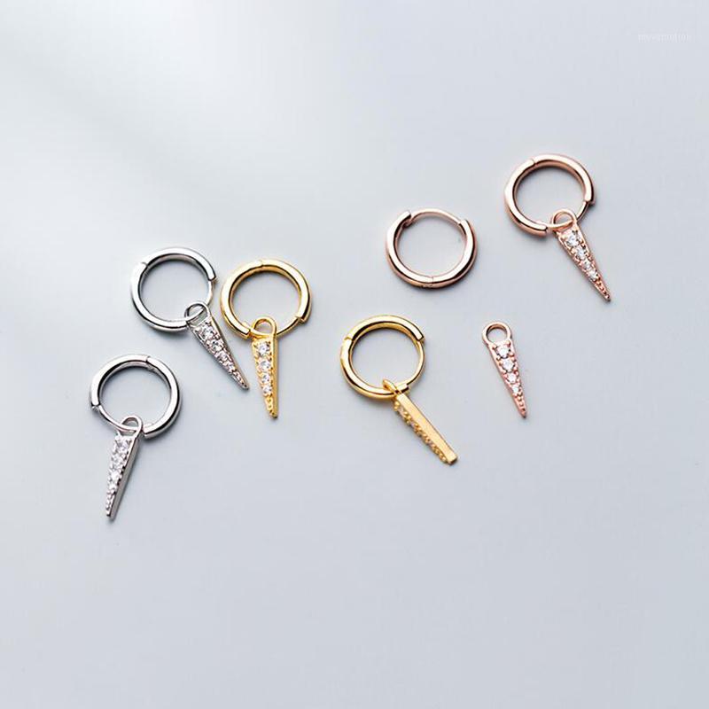 

Punk Design Triangle Pendant Hoop Earring Three Colors Cubic Zircon Earring For Women Party Jewelry S-E10841