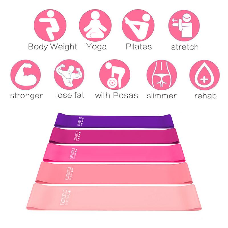 

5pcs Fitness Yoga Resistance Bands Elastic Exercise Pilates Gym Sports Belts Exerciser Equipments Gym Training, As pic
