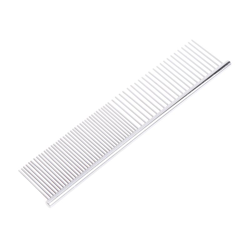 

1PC Stainless Steel Pet Dog Cat Shedding Comb Grooming with Different Spaced Round Teeth Wide Trimmer, As picture show