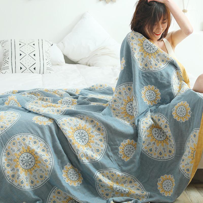 

Four Layer Gauze Pure Cotton Breathable Muslin Summer Air Condition Towel Cover Blanket For Adult Kids Warm Travel Blankets1