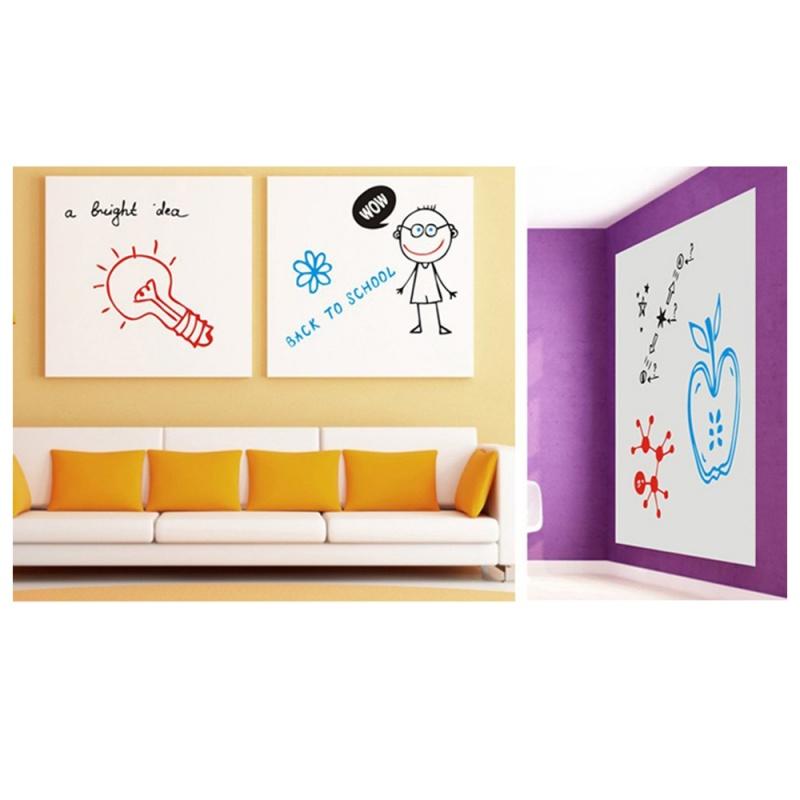 

Wallpaper DIY Waterproof Doodle Wall Paper Decal Removable Sticker with 3 Markers White Board 45 * 200cm