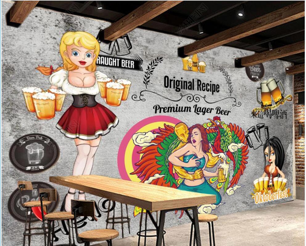 

3d photo wallpaper custom mural on the wall Retro nostalgic beer pub dining home decor 3d wall murals wallpaper in the living room, Non-woven wallpaper