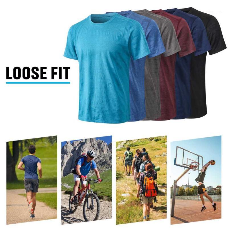 

Summer Men Gym T-Shirts Quick Dry Breathable Short Sleeve Shirt High Elastic Workout Top Fitness Shirts1, Black