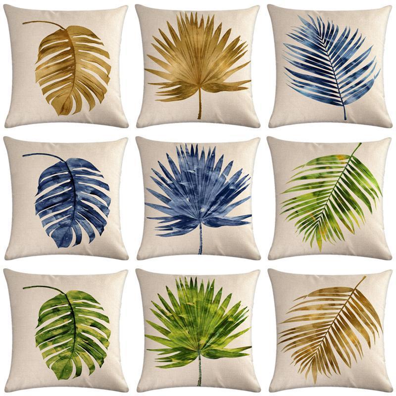 

Tropical Plant Leaves Decorative Cotton Linen Cushion Cover Pillow Pillowcase 45*45 Throw Pillow Home Decor Pillowcover 406071, 2dt-40607-003
