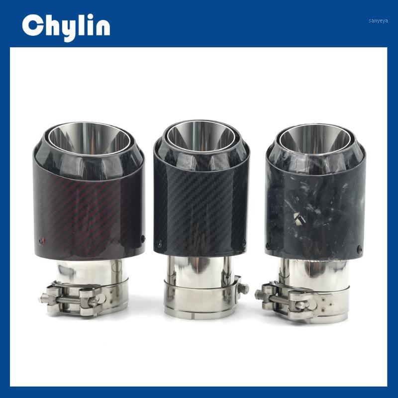 

New 3 Models Real Carbon Fiber With Glossy Black Stainless Steel Exhaust End Pipe For Three Layers Single Car Back Exhaust 1 PCS1