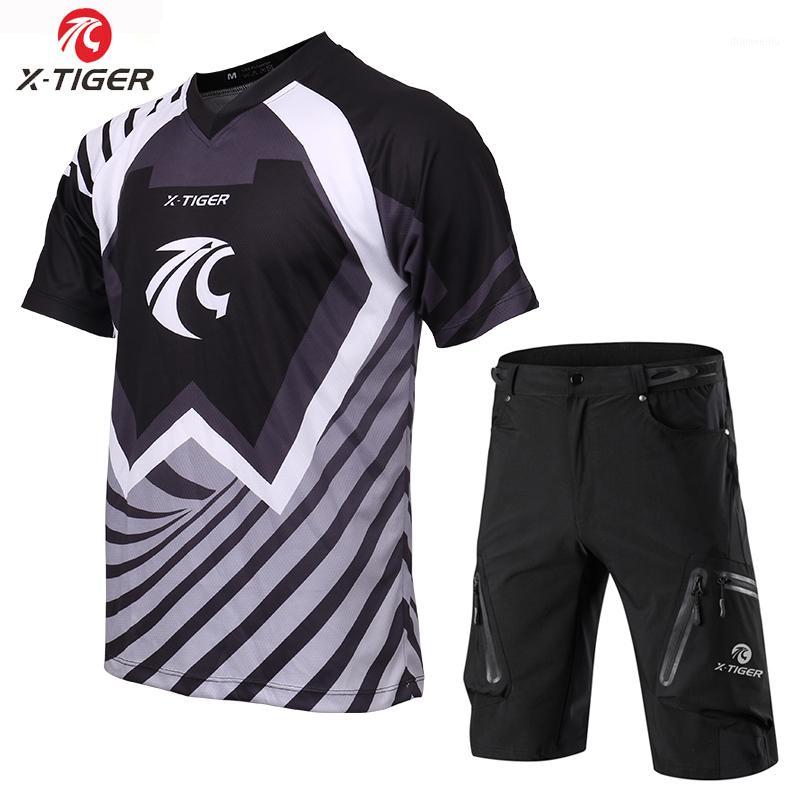 

X-Tiger Short Sleeve Downhill Jerseys Set Mountain Bike Cycling Clothing Breathable Cycling Set Summer Racing Bike DH Shirt1, As picture