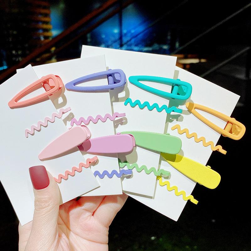 

2 Pcs/Set Children Cute Colors Wave Hollow Ornament Hair Clips Girls Lovely Sweet Water Drop Hairpins Kids Hair Accessories, Pink-2 pcs