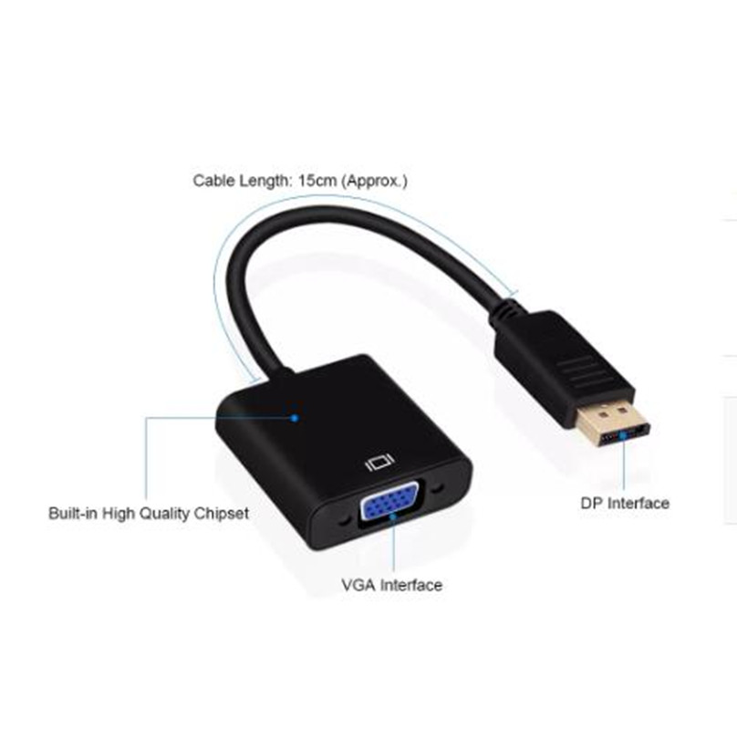 

DisplayPort Display Port DP to VGA Adapter Cable Male Female Converter for PC Computer Laptop HDTV Monitor Projector Cell Phone Phones Adapters With Opp Bag