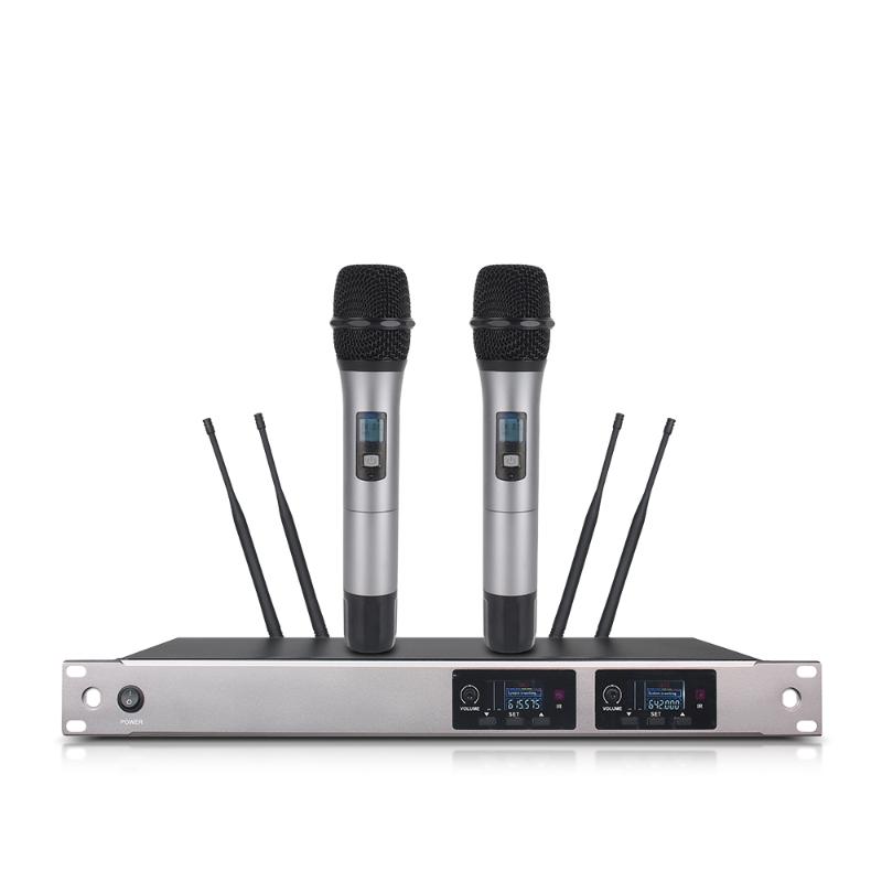 

Metal wireless microphone UHF system 2-channel handheld microphone lavalier wearing gooseneck stage meeting kalaok party