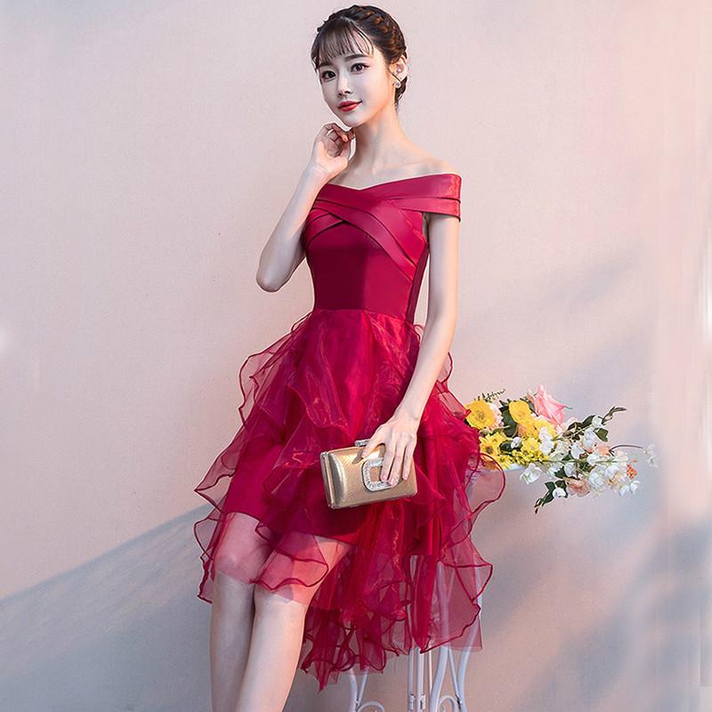 

High-end 2020 Summer European Summer New Party Mesh Patchwork Queen Elegant Slash Neck Swallow Tail Dresses Women Vestidos, Picture color