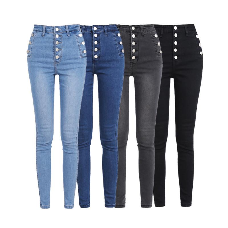 

Slim Jeans For Women Skinny High Waist Blue Jeans Stretch Pencil Pants Woman Ankle-Length gray Denim Pants Feminina 2020, Black