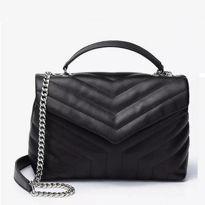 

luxurys designers bags LOULOU womens quilted shoulder bag fashion chain genuine leather crossbody bag handbags purses black tote bag handbag, Black with silver matel