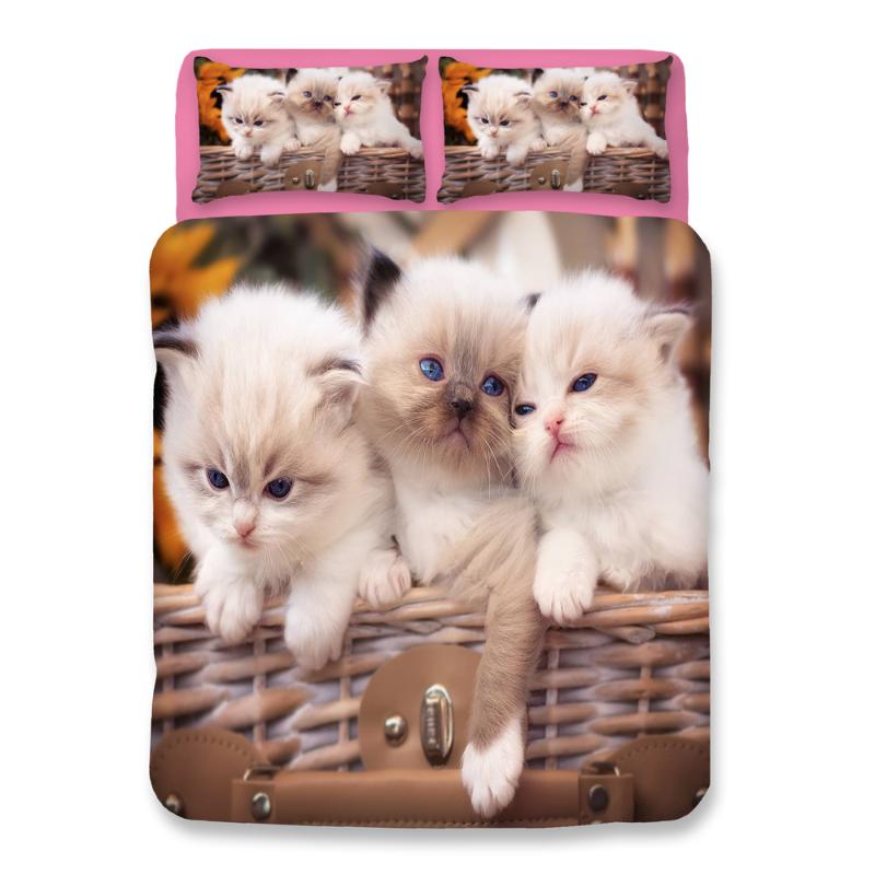 

3D Cat Bedding sets  full queen king Quilt Cover cute kids Pillow Case single double girls duvet cover set animal bedclothes, Style 5